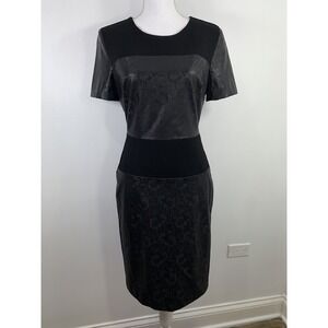 W118 By Walter Baker Sheath Dress Size S Black Faux Embossed Leather Exposed Zip